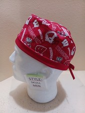 Wisconsin Badgers University Men's Skull/Chemo Surgical Scrub Hat/Cap Handmade