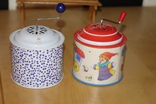 Vintage 2 Blech-Musikdose Drehorgel mit Kurbel Retro Spielzeug