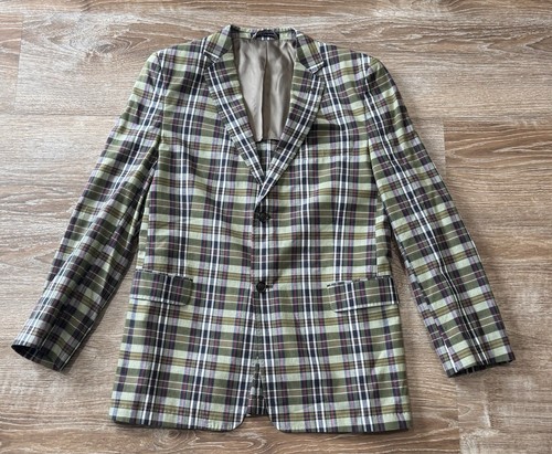 Joseph Abboud plaid blue green lightweight cotton blazer Boys - Picture 1 of 6