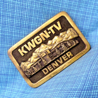 KWGN TV Channel 2 Denver Promo Belt Buckle Vtg May 1980 Ultra Ent Inc    .QRT630