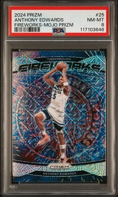 2024 PANINI PRIZM FIREWORKS MOJO PRIZM #25 ANTHONY EDWARDS 15/25 PSA 8