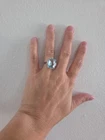 Vintage 925-Sterling-Silver Rhodium Finish Aquamarine Ring 7.5 size