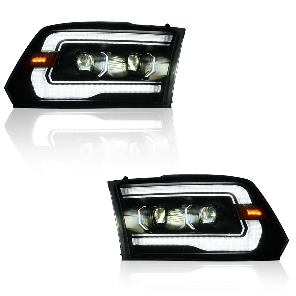2009-2018 Dodge Ram 1500 2500 Black LED DRL/Turn Dual Projector Headlights - Изображение 2 из 4