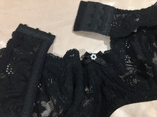Vtg French Black Lace Pointy Bra 34B