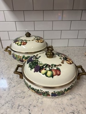 Tabletops Unlimited Kensington Garden Enamelware Casserole Dishes Set of 2