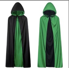 Unisex Vampire Witch Hooded Cape Black Green Halloween Costume Medium 47