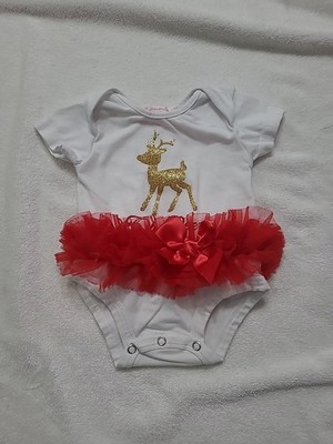 Popatu Baby Girls 3-6 Months 1 PC White Red Tutu Christmas Holiday Winter