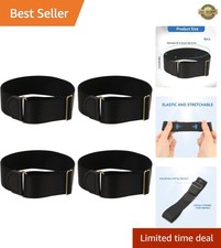 Elastic Black Shirt Sleeve Garters - 4PCS Anti-Slip Design for All Occasions