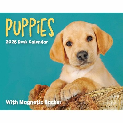 Puppies Mini Desk Calendar 2026, Desk Calendars, Day To View, Dogs, Gift