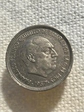 1957 Spain 50 Pesetas Coin - Proof Inside The Star