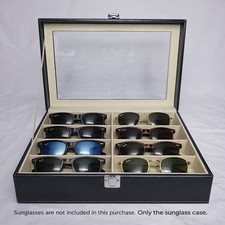 Black Glass Top Sunglasses Organizer Display Case 8 Slot Storage Box