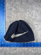 Nike Hat Beanie Mens One Size Navy Gray Knit Reversible Winter Casual Stretch