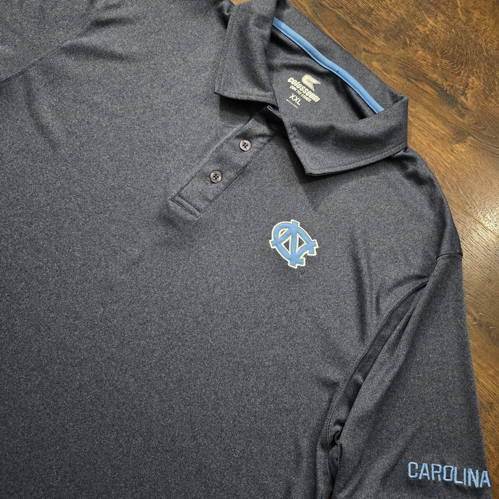 North Carolina Tar Heels Shirt Mens 2XL Gray NCAA Basketball Polo Colosseum