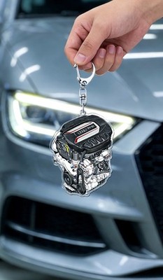 Handgefertigte Audi EA888 GEN 3 Carbon Motor Schlüsselanhänger, KFZ Geschenk für Auto Fans