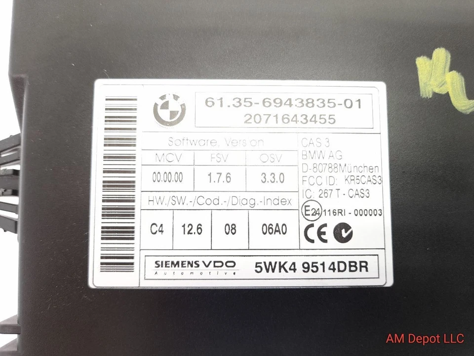 BMW 335xi 335i 328i 328xi E90 E92 2007 CAS 3 módulo de control con llavero a juego Foto 2 de 4