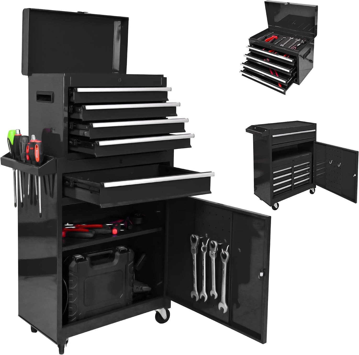 5-Drawer Tool Chest, Rolling Tool Box with Detachable Top Toolbox & Wheels