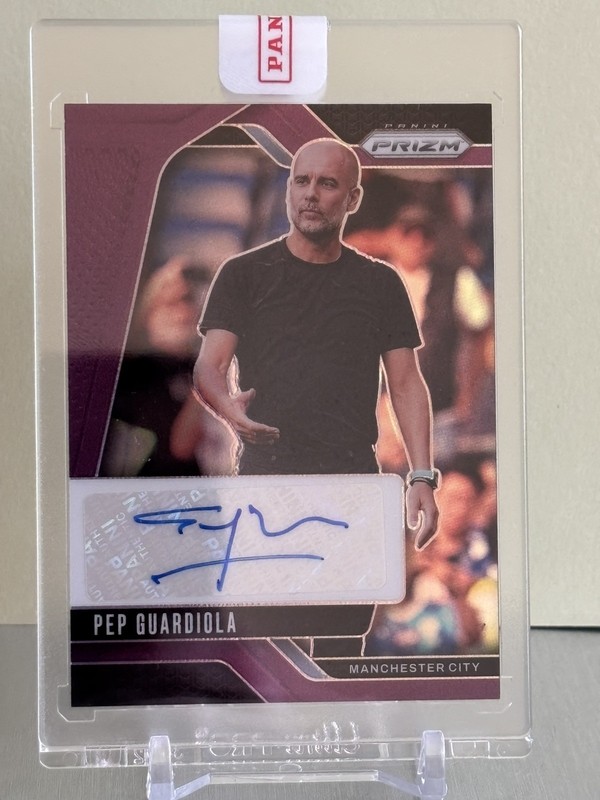 PEP GUARDIOLA 2024-25 PANINI PRIZM P/L #S-PEP SIGNATURES AUTO PURPLE 10/25