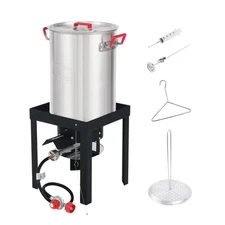Creole Feast Premium Aluminum 30 Qt. Turkey Fryer Set Propane Gas Burner Outdoor
