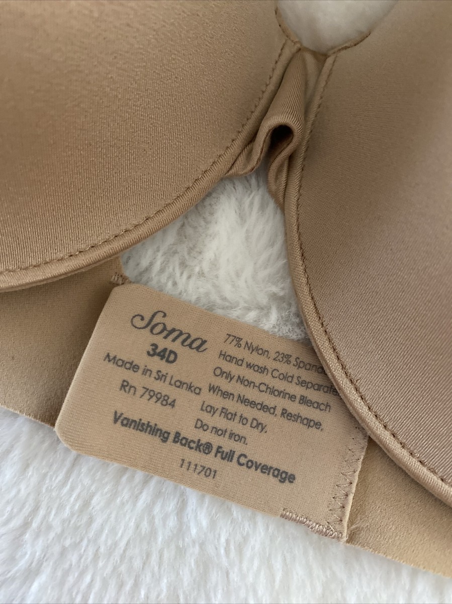 SOMA FULL COVERAGE BEIGE BRA SIZE 34 D | eBay