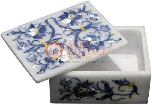 4"x3"x2" White Jewelry Lidded Box Mother of Pearls Floral Interior Veterans Gift - Picture 3 of 8