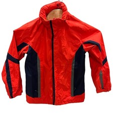 LL Bean Jacket Youth Kids Large 14-16 Red Lined Full Double Zip Hood Outdoors