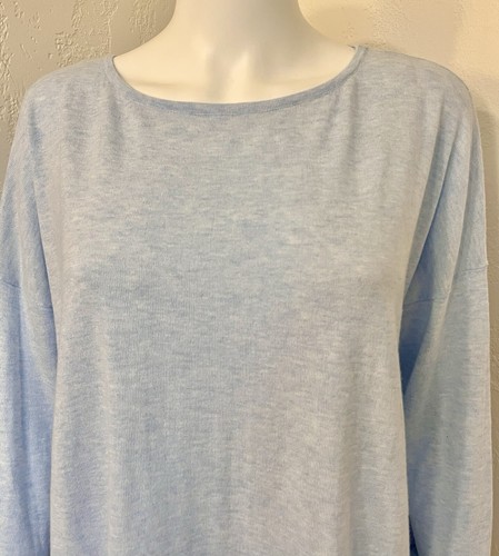 NWT Lilly Pulitzer Charla Heathered Blue Crew Tint Knit Gold Trim Sweater Size L - Picture 14 of 21
