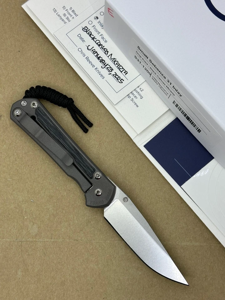 🌟 CHRIS REEVE PEQUEÑO SEBENZA 31 PUNTO DE CAÍDA HOJA MAGNACUT LONA NEGRA MICARTA E Foto 2 de 2