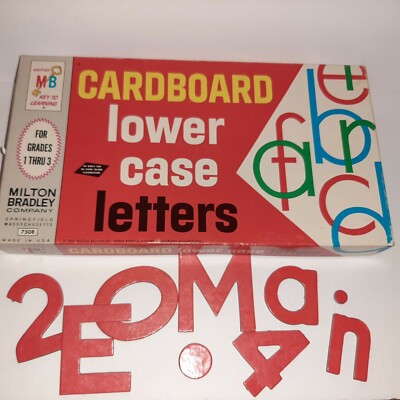 Vintage Milton Bradley Chip Board Letters & Numbers Pre School Crafts 2.5'' RED