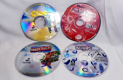 PC Games Lot Bundle Clue Boggle Pinball Panic Amazon Trail 3rd General Mills (4)