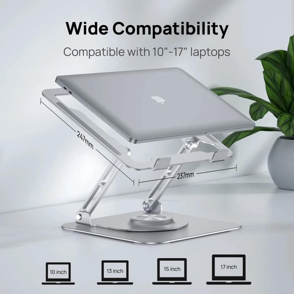 Laptop Stand for Desk Adjustable Holder with 360° Rotating Base Ergonomic Lap...