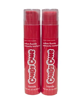 Lot Of 2 Tubes HISMILE 2.1oz CANDY CANE FLAVOR FLUORIDE TOOTHPASTE-EXP. 08/2026