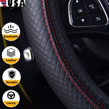 Leather Car Steering Wheel Cover Breathable Anti-slip Car Accessories For Ford