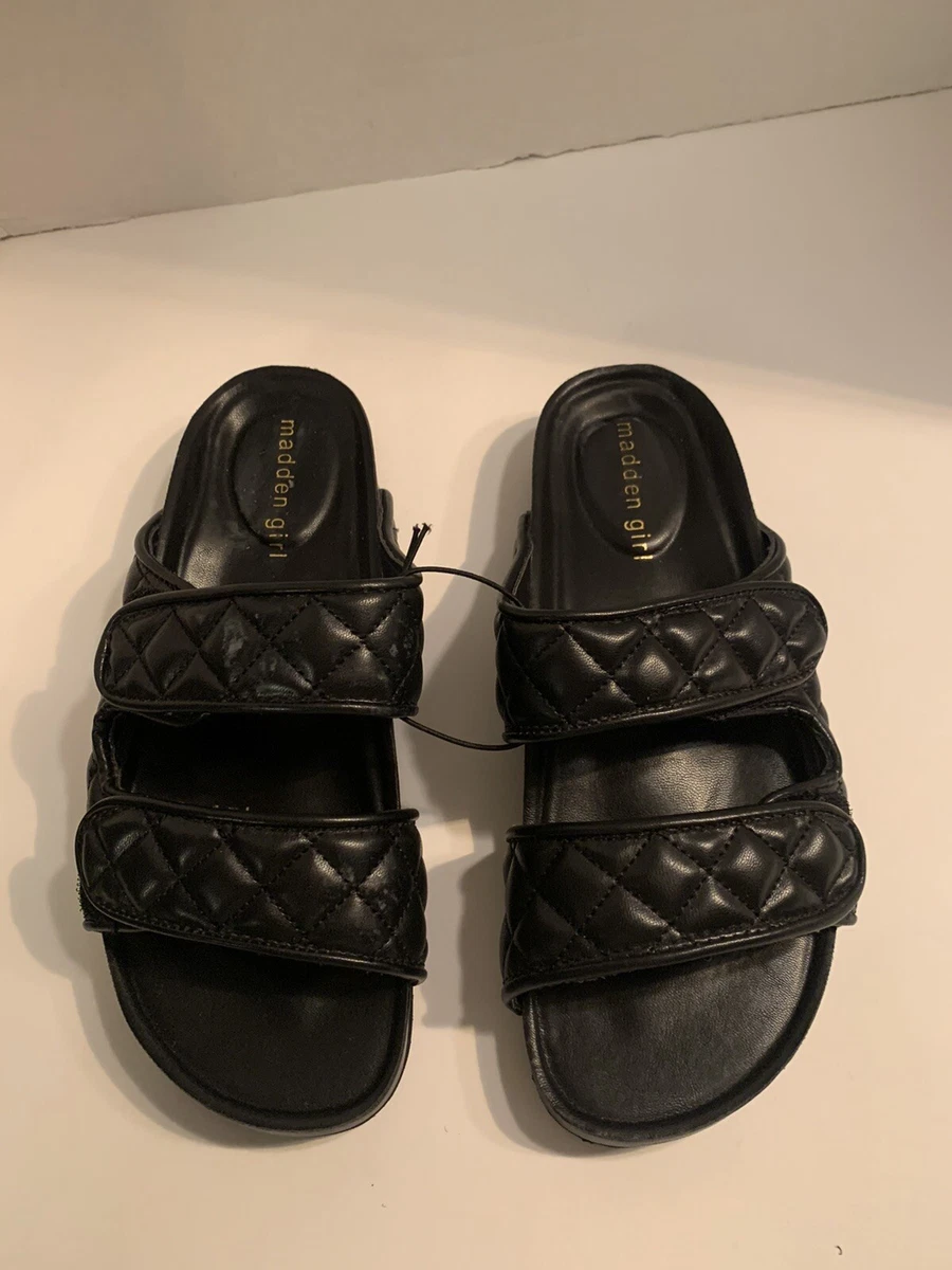 Madden Girl Bria Quilted Footbed Sandals Black 7.5M eBay