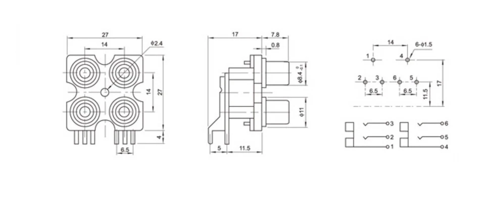Conector 4 Rca Estéreo de Panel Vertical Salida Hembra Audio PCB Cable PC - Imagen 3 de 3