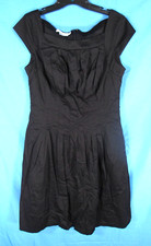 KAY UNGER Fit & Flare BLACK Pleated COCKTAIL Evening Dress CAPSLEEVE Twill 10