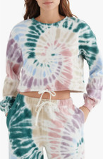 Lucky Brand Women L Tie Dyed Crop Sweatshirt Top NWT