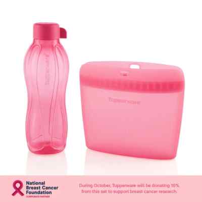NEW Tupperware PrettyIn Pink Dream Set Silicone Small Bag Large Eco Water Bottle