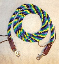 9' Reins Loop Rope Rein Roping Barrel Race Contest Pony trail green bk purp yell
