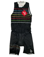 Jakroo Men’s Cycling Bib Shorts Size M Padded Black /Multicolor Athletic Fit