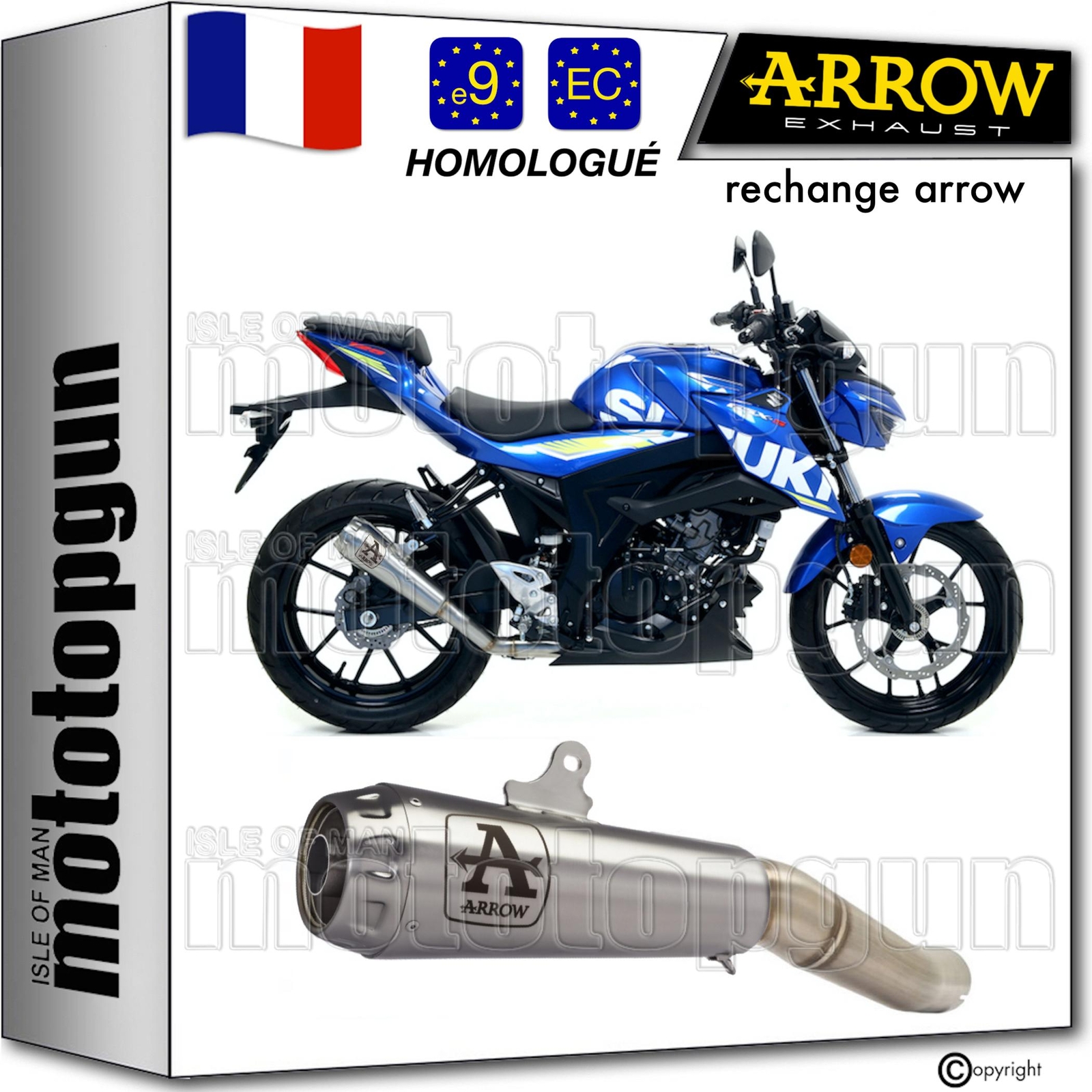 Silencieux Arrow Pro-Race pour Suzuki GSX-S 125 2017-2018 | Finition Nichrom haute performance