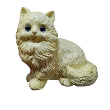 Vtg 1986 Small World Importing Co, Plastic Fluffy Persian Cat Green Eyes Bank