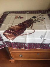 Vintage Mark Cross Silk Scarf High End Hand Rolled  Golf Theme Excellent!