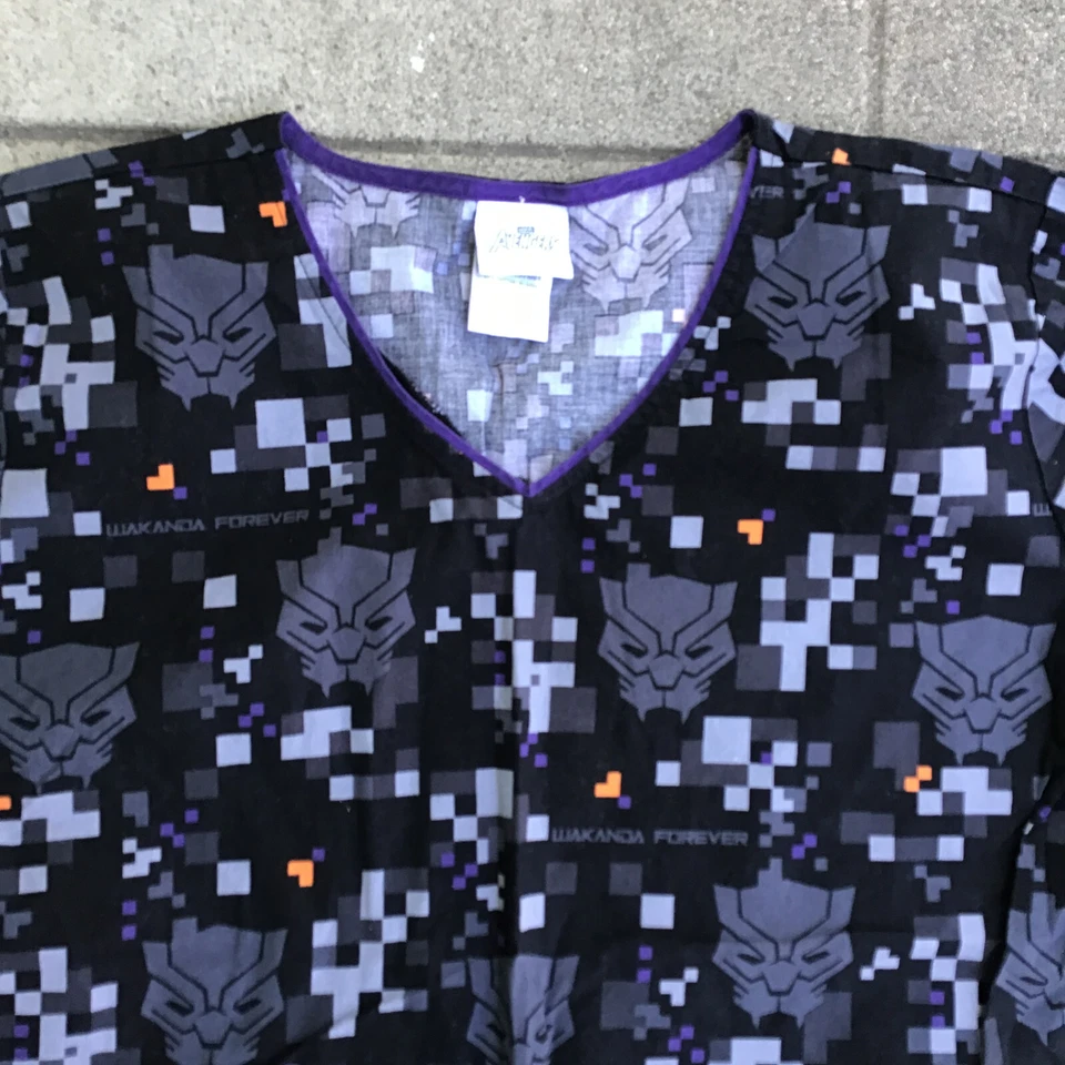 Marvel Black Panther Scrubs Women XL Top Shirt - Image 3 of 4