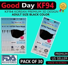 Happy Life, Good Day KF94 Face Mask Adult Size, Black Color, Choose Yours 