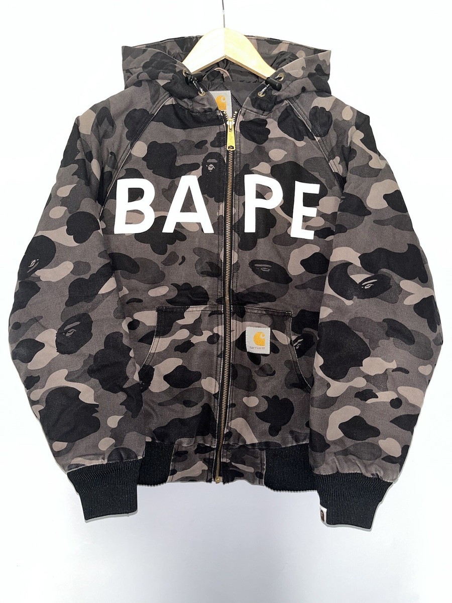 BAPE x Carhartt Black Camo Hooded Jacket FW06 Size Small BAPE x Carhartt Black Camo Hooded Jacket FW06 Size Small