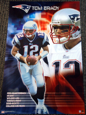 TOM BRADY 2002 New England Patriots QB Action NFL 22x34 Wall