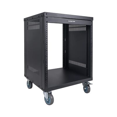 Sound Town 12U Universal Steel Rack, w/ 3'' Locking Casters, Vented Side Panel...