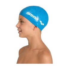 ARENA Junior 6-12 yrs Recycled Silicone Swim Cap Durable Snug Fit - Light Blue