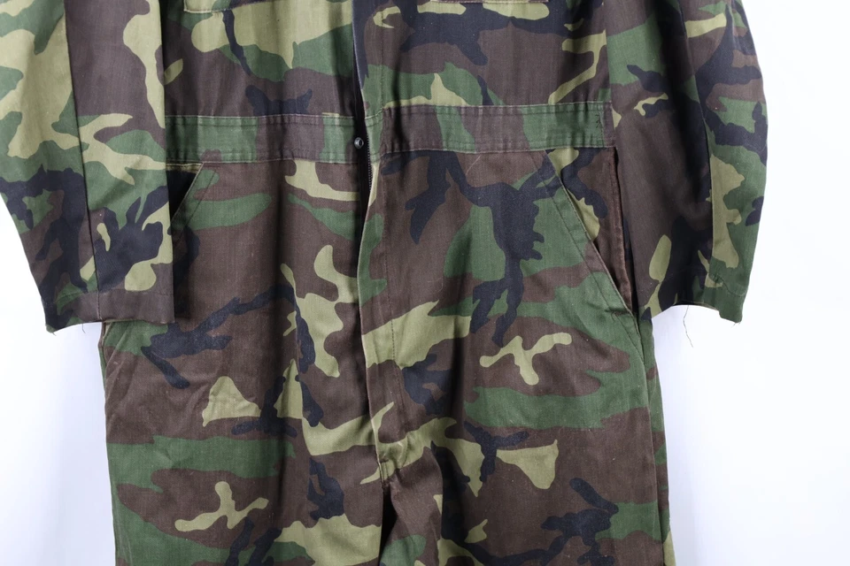 Vtg 70s Dickies Mens 48 Long Faded Wide Leg Camouflage Mechanic Coveralls Bibs - Image 3 of 4