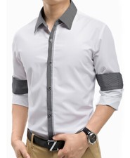 Mens Dress Shirts Long Sleeve Luxury Casual Slim Fit Business Work Camisas Shirt